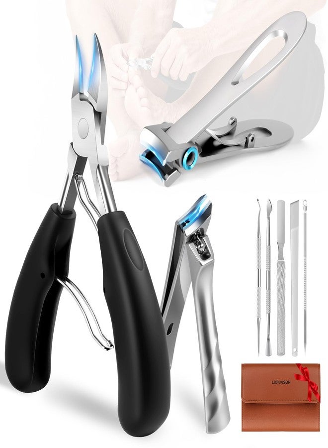 LIONVISON Ingrown Toenail Removal Kit: 8 Pcs Professional Toenail Clippers for Thick Toenails - Heavy Duty Nail Clippers Tools for Seniors Home Foot Care - Image 1